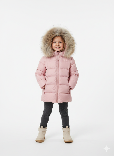 صورة جاكت بناتي كاجوال وردي بودرة ناعم (كوتون)