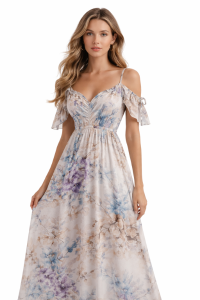 صورة فستان أوف وايت بزهور باستيل (مارسينو)