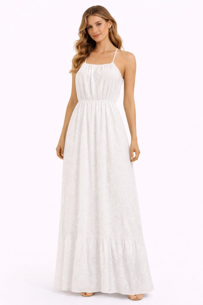 صورة فستان  أبيض دانتيل ستايل صيفي (مارسينو)