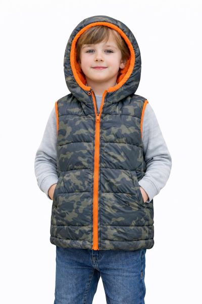 صورة جاكت اولادي كاجوال زيتي مموّه في برتقالي (Koton)