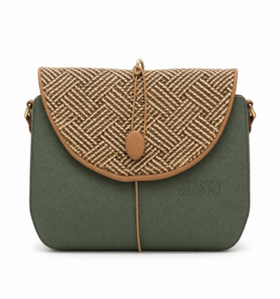 صورة شنطه يد نسائي JUSTO اللون اخضر* بني