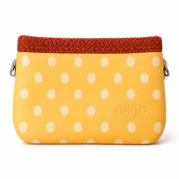 صورة شنطه يد نسائي JUSTO اللون اصفر منقط* بني