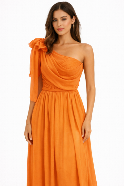 صورة (فستان حريمي برتقالي مركة (هينيتا