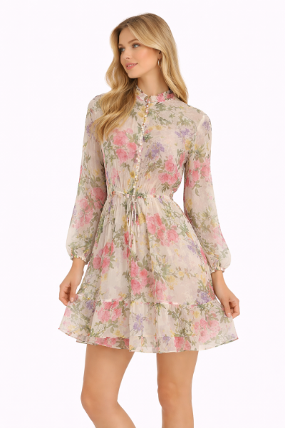 صورة (Guess)فستان شيفون مشجر