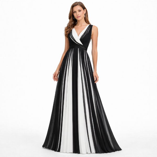 صورة (فستان حريمي ابيض في اسود مركة (هينيتا