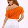 صورة بلوزة برتقالية قصيرة بدون أكمام(HANITA)