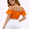 صورة بلوزة برتقالية مكشكشة قصيرة بحمالات(HANITA)