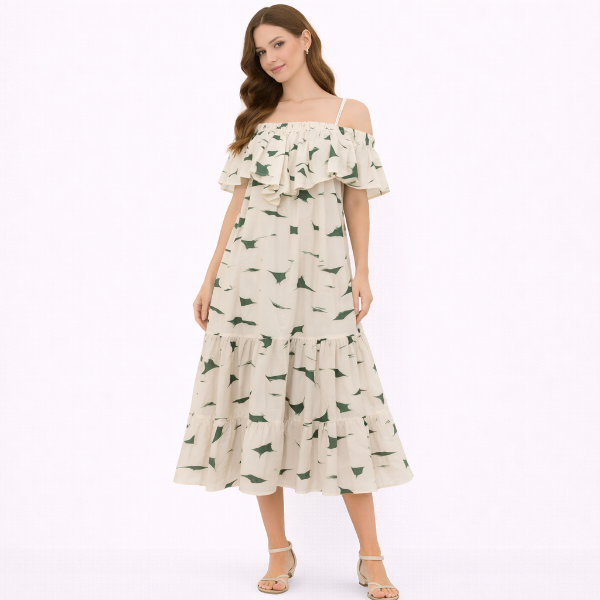 صورة (فستان حريمي بيج*اخضر مركة( هينيتا