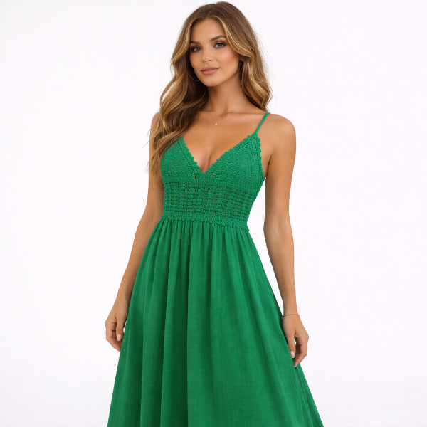 صورة (فستان حريمي اخضر مركة (هينيتا