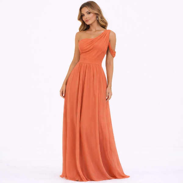 صورة (فستان حريمي برتقالي مركة (هينيتا