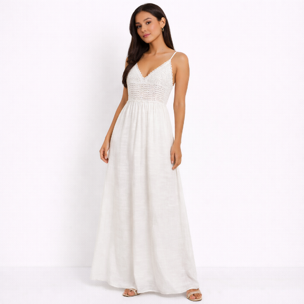 صورة (فستان حريمي ابيض مركة( هينيتا