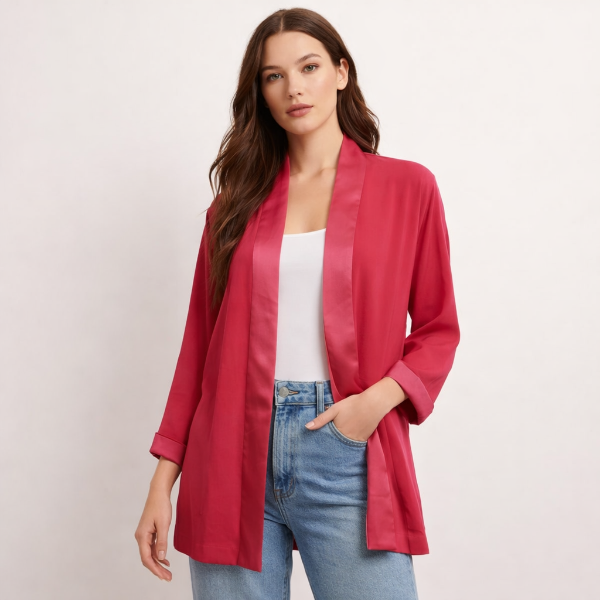 صورة بلوزة كيمونو ساتان توتي أنيقة ( هانيتا )