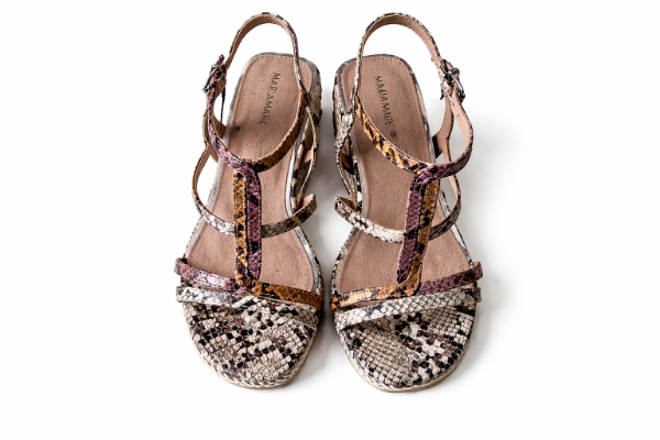 صورة (مارياماري) صندل بنقشة الثعبان ونعل مرتفع