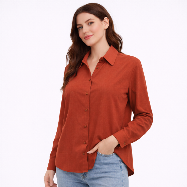 صورة بلوزة كلاسيكية بلون قرميدي دافئ ( Hanita)