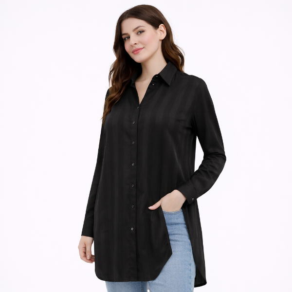 صورة بلوزة سوداء طويلة  أنيقة (Guess)