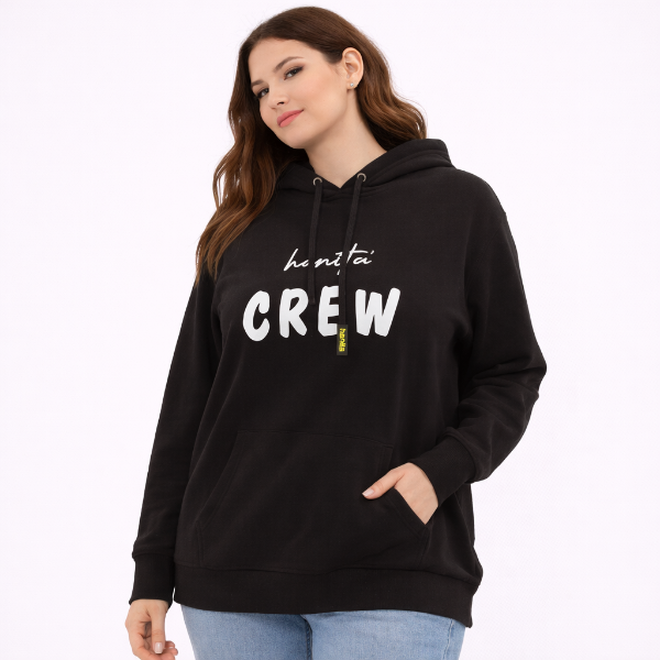 صورة بلوزة هودي سوداء كاجوال مريحة ( Hanita)